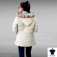 Women Fur White Jacket With Fur Hood - S