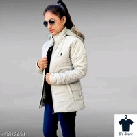 Women Fur White Jacket With Fur Hood - M