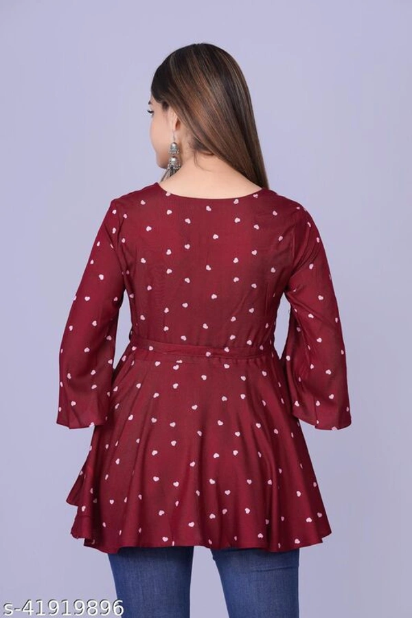 Maroon Designer Printed Top  - XL