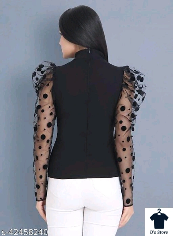 Women Black Top With Net Arm Sleeves - XXL