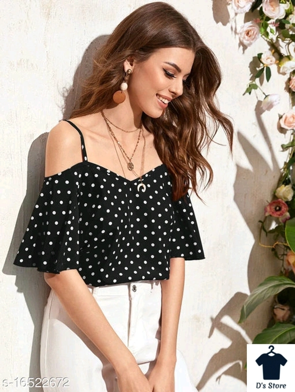 Black Women Butterfly Sleeves Top - S