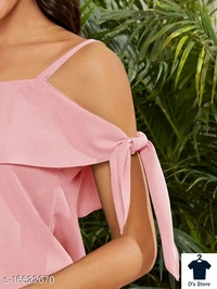 Pink Butterfly Sleeves Women Top - M