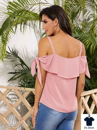 Pink Butterfly Sleeves Women Top - L