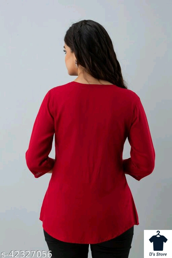 Women Red Top With Embroidery - XXL