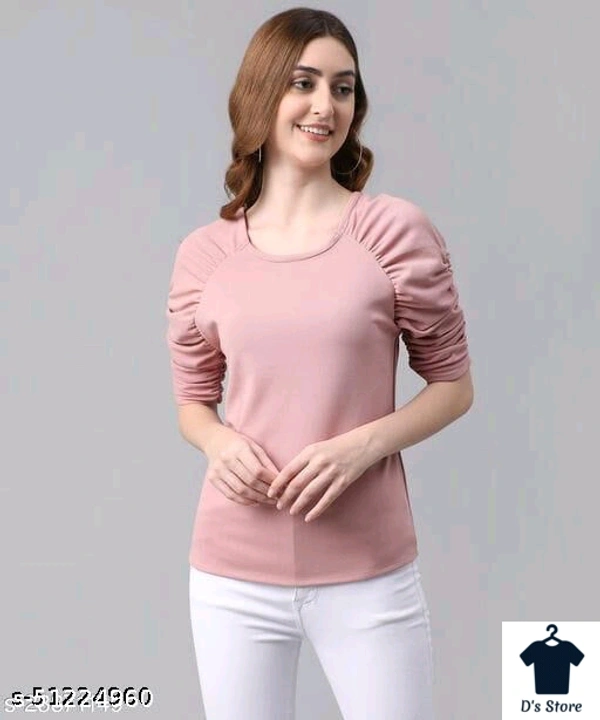 Women Light Pink 3-4 Sleeves Top - L