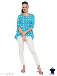 Graceful Sky Blue Color Women Top - XL