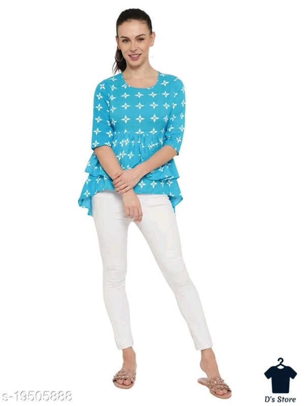 Graceful Sky Blue Color Women Top - XL