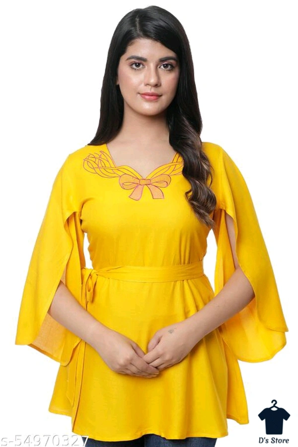 Fancy Graceful Yellow Women Top - XS