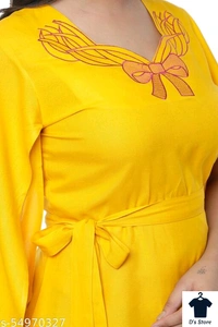 Fancy Graceful Yellow Women Top - XS