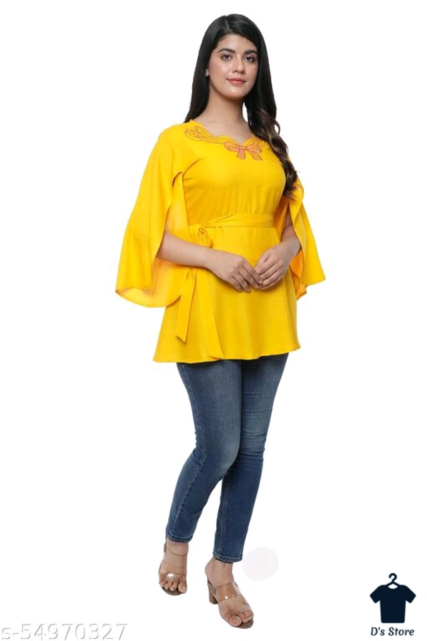 Fancy Graceful Yellow Women Top - XL