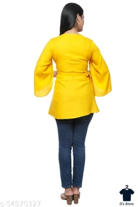 Fancy Graceful Yellow Women Top - XL
