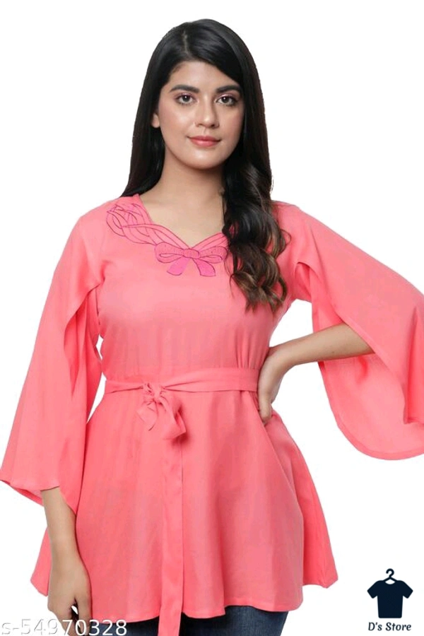 Fancy Graceful Pink Women Top - L