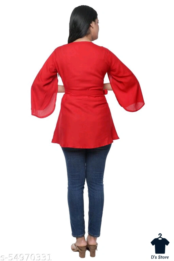 Fancy Graceful Red Women Top - XS