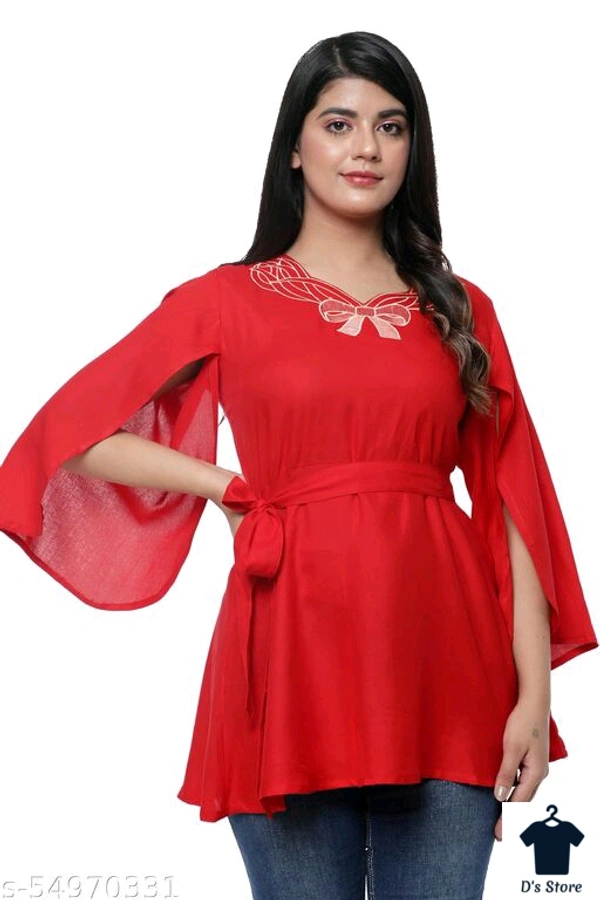 Fancy Graceful Red Women Top - XS