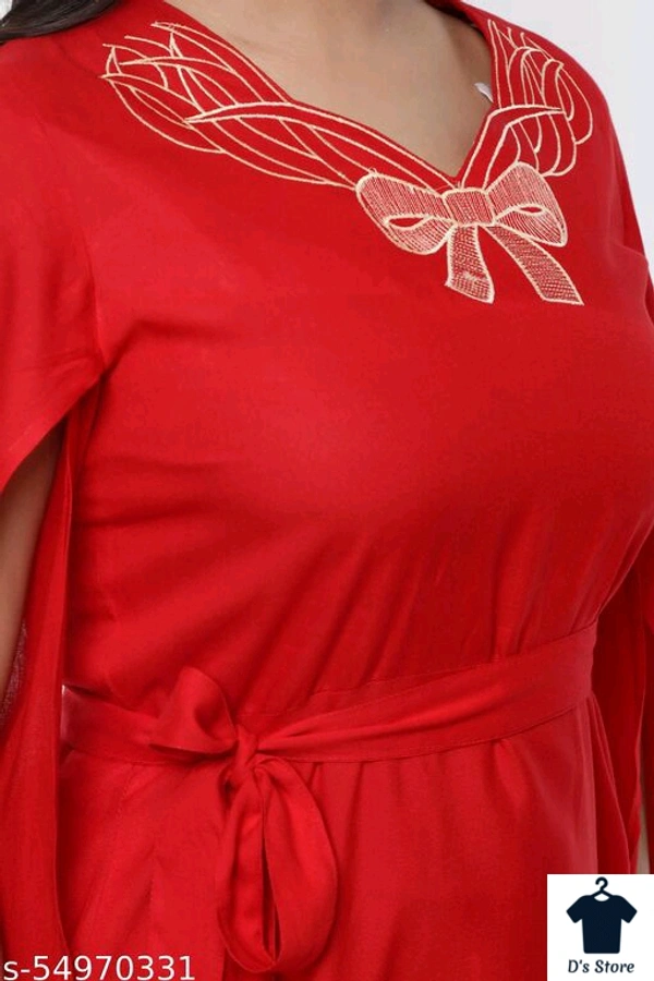 Fancy Graceful Red Women Top - XS