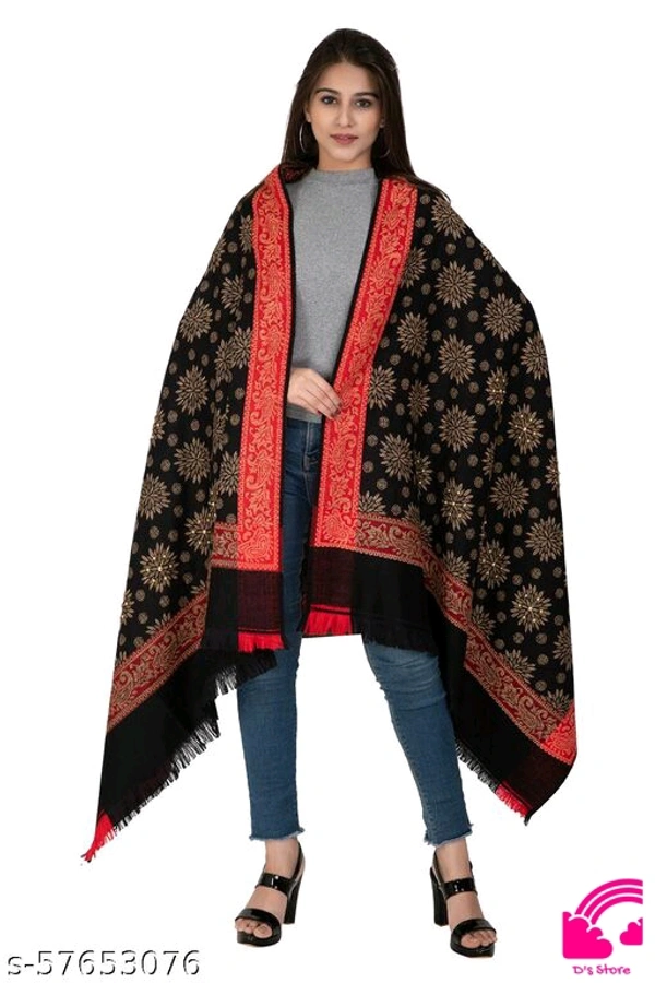 Designer Black Shawl For Womens - FreeSize