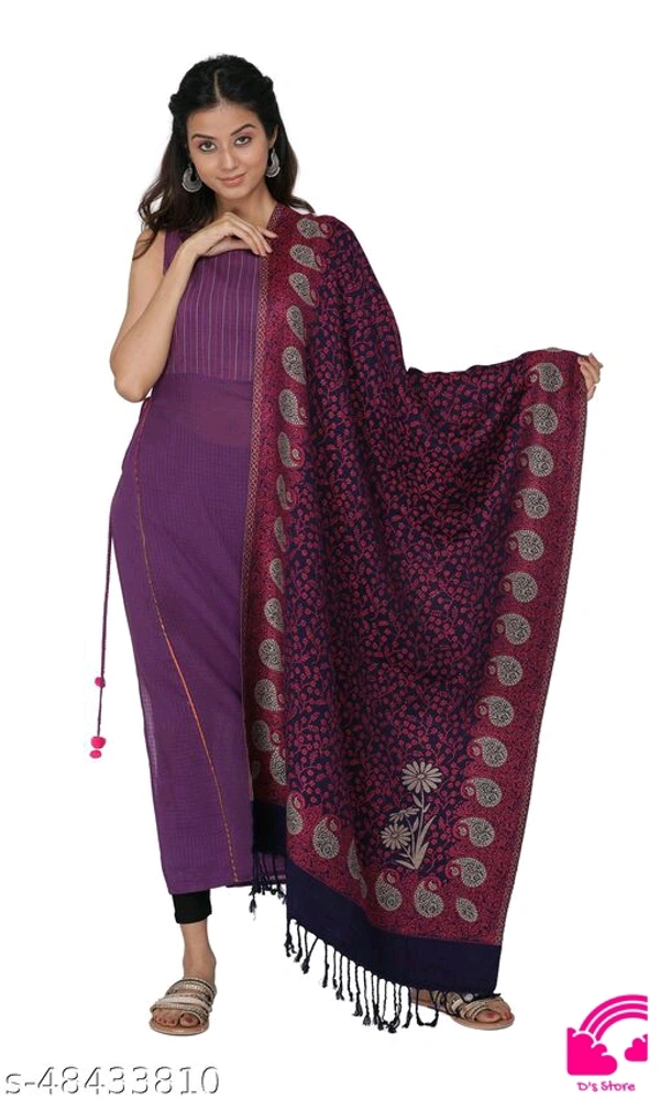 Kti Viscose Embroidered Winter Women Shawl  - FreeSize