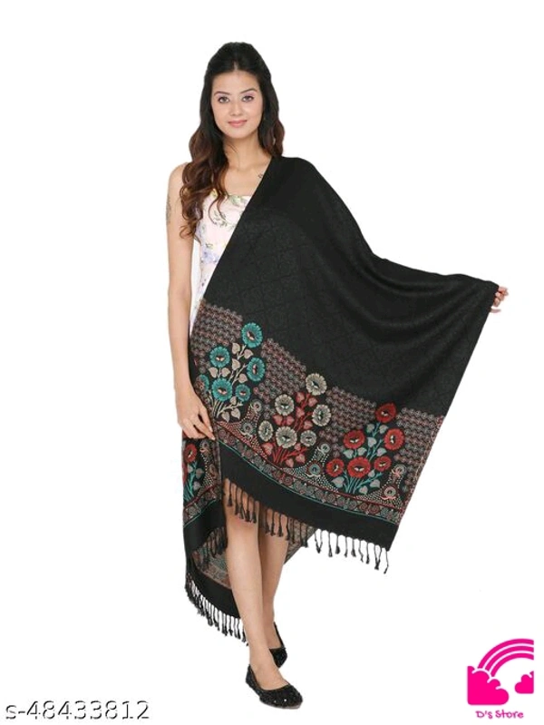 Kti Viscose Embroidered Winter Women Shawl  - FreeSize