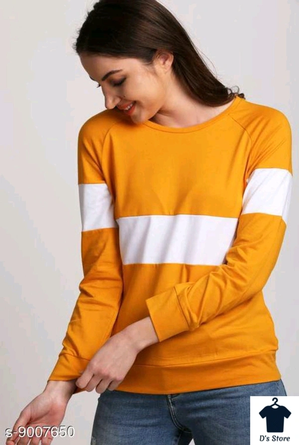 Yellow White Combined Multicolored Sweatshirt - M