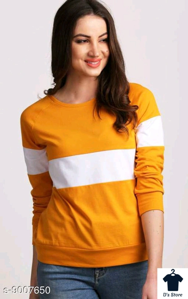 Yellow White Combined Multicolored Sweatshirt - M
