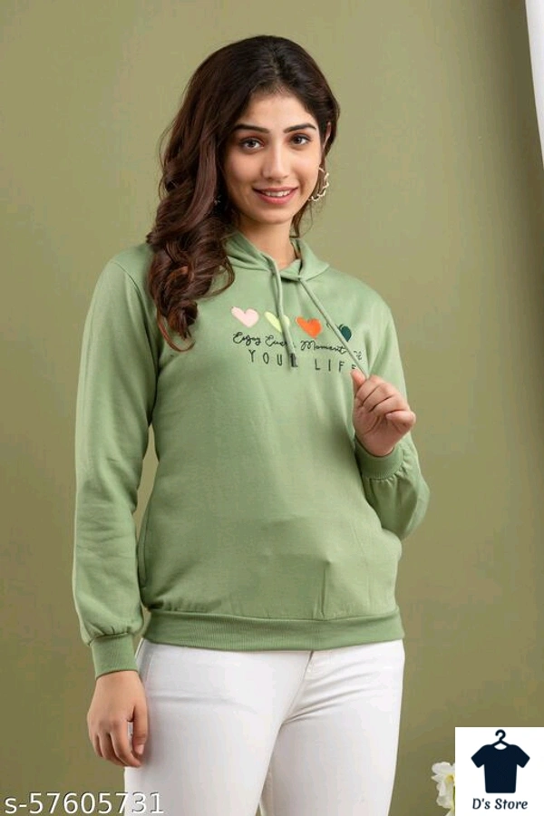 Pretty Sensational Light Green Printed Sweatshirt - S