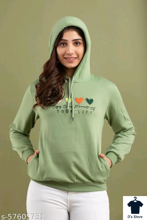 Pretty Sensational Light Green Printed Sweatshirt - S