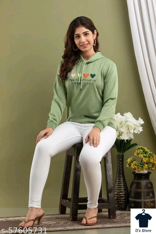 Pretty Sensational Light Green Printed Sweatshirt - S