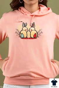 Pretty Pink Color Printed Sweatshirt - S
