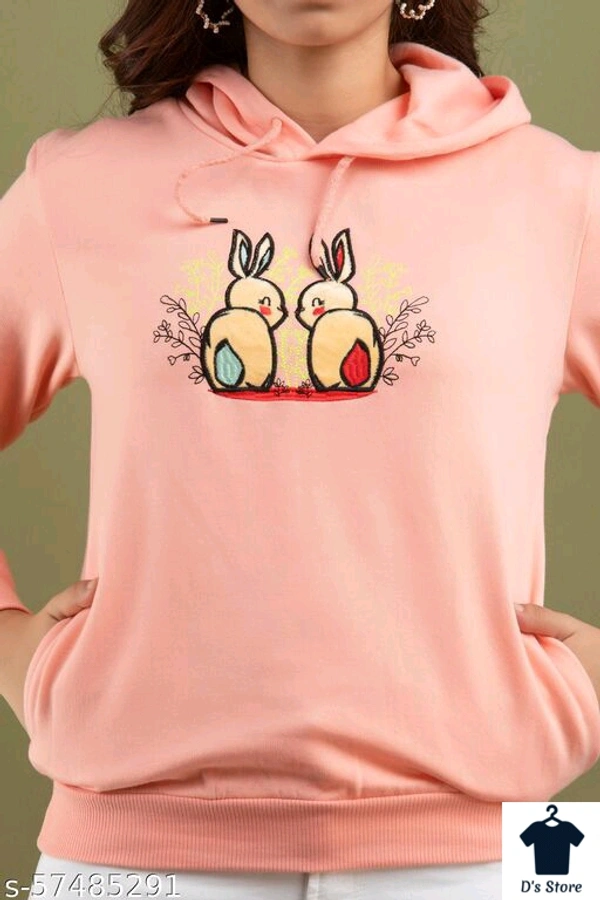 Pretty Pink Color Printed Sweatshirt - S