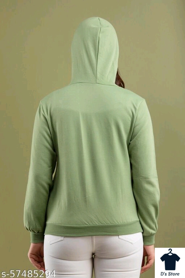 Pretty Light Green Color Printed Sweatshirt - S