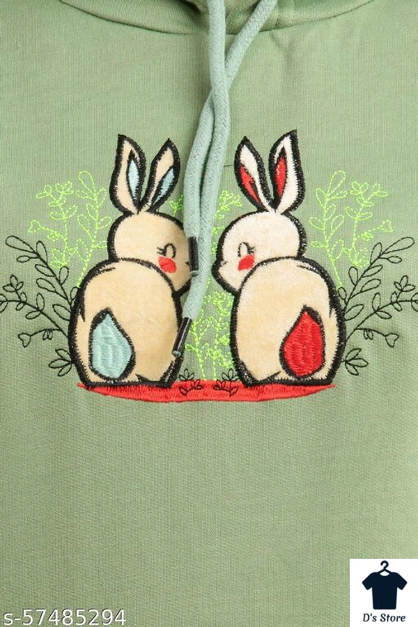 Pretty Light Green Color Printed Sweatshirt - S
