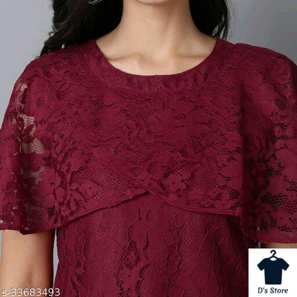 Women Red Net Top - M
