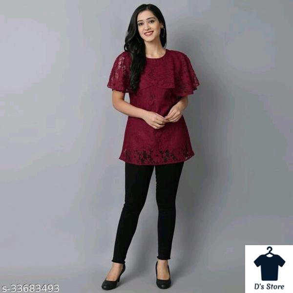 Women Red Net Top - L