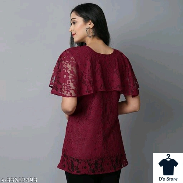 Women Red Net Top - L