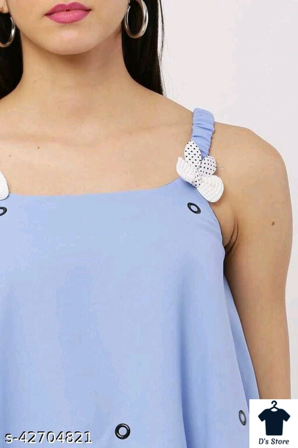 Women Sky Blue Strip Top - S