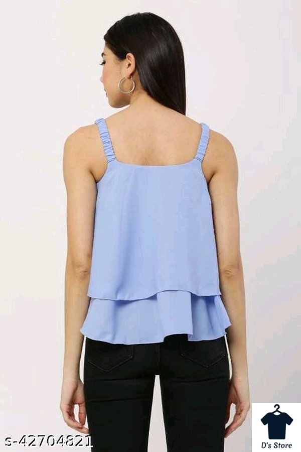 Women Sky Blue Strip Top - S