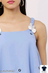 Women Sky Blue Strip Top - L