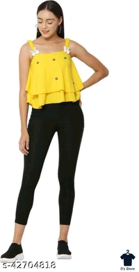 Women Yellow Crop Strip Top - XL