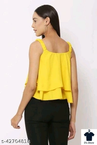 Women Yellow Crop Strip Top - XL