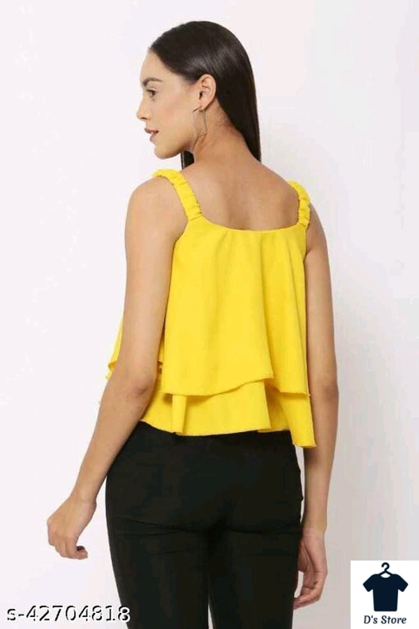 Women Yellow Crop Strip Top - XL