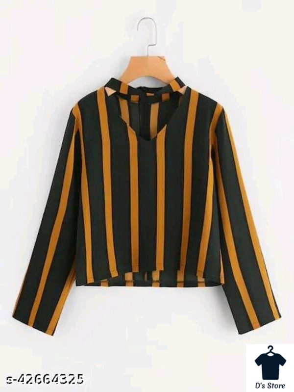 Women Choked Neck Strip Blouse - S