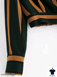 Women Choked Neck Strip Blouse - M