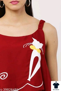 Maroon Cat Printed Women Top - M
