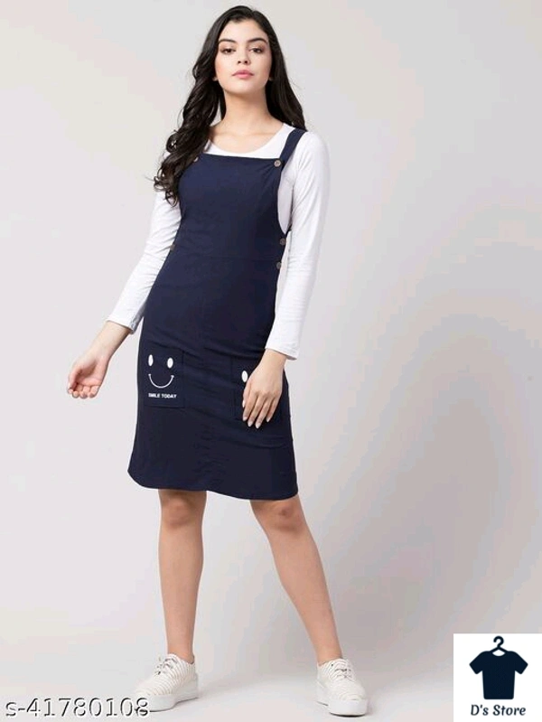 Classy Elegant Women Dark Blue Color Dress - XS