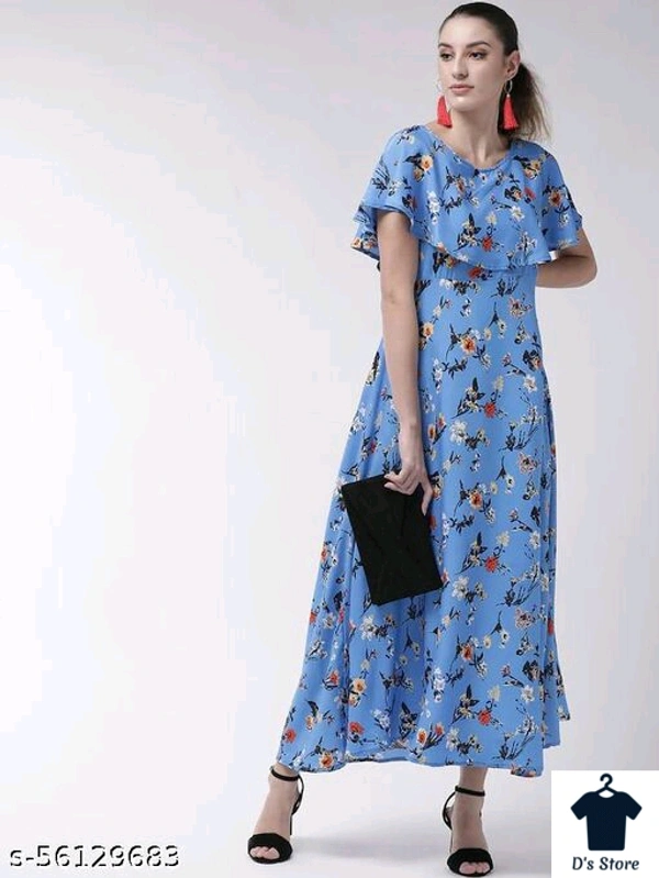Trendy Retro Sky Blue Women Dress - XS