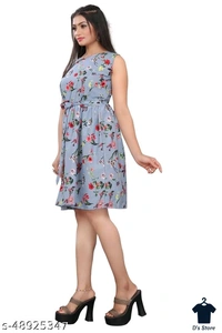 Trendy Grey Printed Women Dress - XS