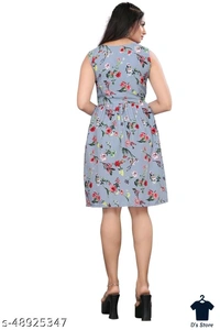 Trendy Grey Printed Women Dress - XXL
