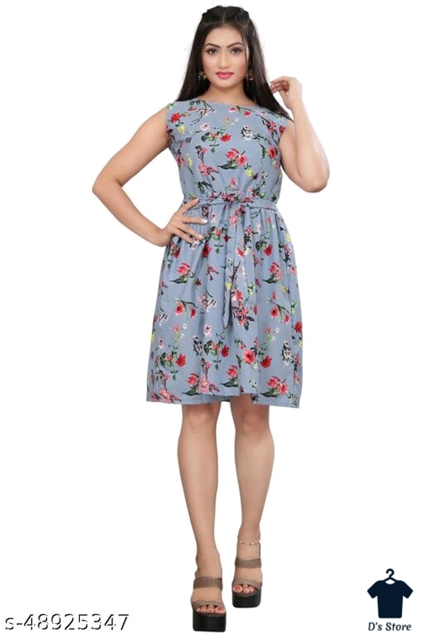Trendy Grey Printed Women Dress - XXL