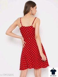 Red White Dot Printed Women Dress - XL