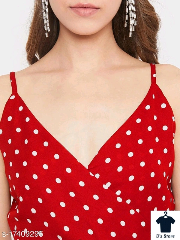 Red White Dot Printed Women Dress - XL